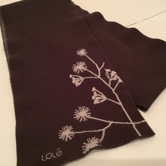 Lole brown with white floral branch print  scarf - Picture 2 of 5